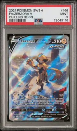 2021 POKEMON SWORD & SHIELD CHILLING REIGN #166 FULL ART/ZERAORA V PSA 9 - Image 1