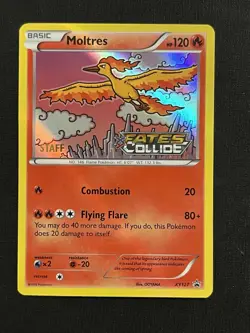 Moltres Prerelease Staff Stamp XY127 XY Fates Collide Pokemon NM - Image 1