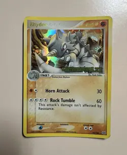 💫 Rhydon Holo 19/106 Pokemon EX Emerald 2005 Stamped Card! LP! - Image 2