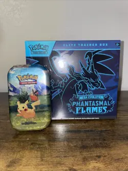Pokemon Mega Evo ETB Phantasmal And Ascended Heroes Mini Tin! Factory Sealed - Image 1