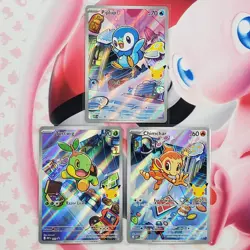 Piplup 042 + Chimchar 041 + Turtwig 040 - First Partner Pokemon Cards - #L650 - Image 1