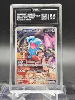 TEAM ROCKET'S WOBBUFFET 2025 POKEMON DESTINED STAR PROMO #203 TAG 8.5 Q5677 - Image 1