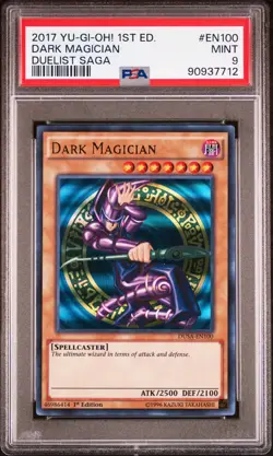 2017 YU-GI-OH! DUELIST SAGA 1ST ED #EN100 DARK MAGICIAN PSA 9 - Image 1