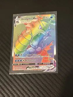 RAINBOW Pokemon Gyarados VMAX Secret Rare Full Art Evolving Skies Card - Image 1