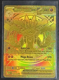Mega Lucario ex 188/132 Gold Hyper Rare Full Art Pokemon Card English Holo - Image 1