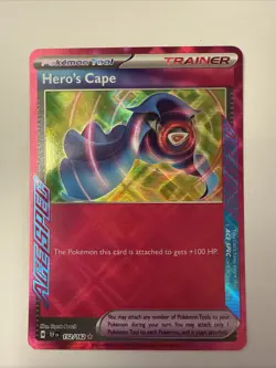 Hero’s Cape 152/162 ACE SPEC 2024 Pokemon Temporal Forces Trainer Tool Card NM - Image 1