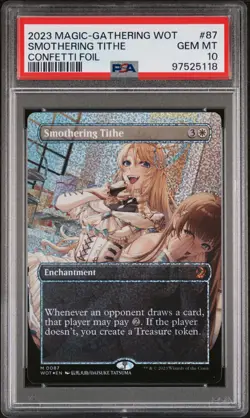 Smothering Tithe (Anime Borderless) (Confetti Foil) - Wilds of Eldraine - PSA 10 - Image 1