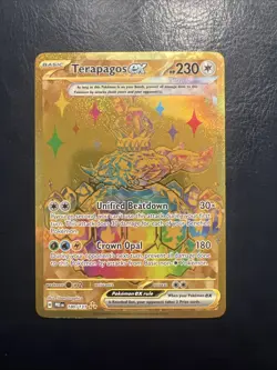 Pokemon TCG Terapagos EX 180/131 Prismatic Evolutions Holo Hyper Rare Gold - Image 1