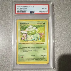 Pokemon 1999 Base Set Shadowless Bulbasaur 1st Edition 44/102 PSA 6 - Image 1