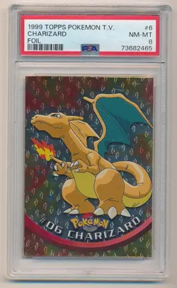 1999 TOPPS POKEMON T.V. CHARIZARD FOIL #6 PSA 8 NM-MT - Image 1