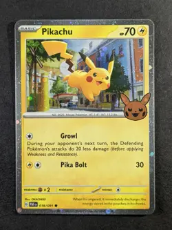 2024 Pokemon PIKACHU #018/091 Trick or Trade BOOster (2024) Holo Common (B) - Image 1