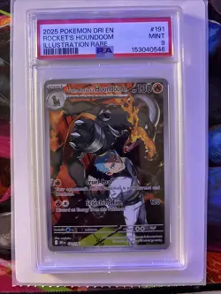 2025 Pokemon DRI EN Rockets Houndoom Illustration Rare #191 PSA 9 Mint - Image 1