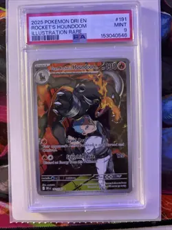2025 Pokemon DRI EN Rockets Houndoom Illustration Rare #191 PSA 9 Mint - Image 3