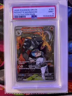2025 Pokemon DRI EN Rockets Houndoom Illustration Rare #191 PSA 9 Mint - Image 5
