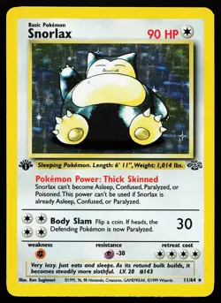 Snorlax 11/64 1st Edition Holo Rare Jungle Pokemon Card - Image 1