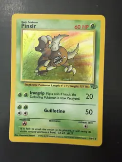 Wizards of the Coast Pokemon TCG Jungle Pinsir Holo Rare 9/64 60 HP 1999 EN - Image 1