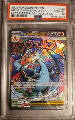 2025 POKEMON MEP EN-ME BLACK STAR PROMO #023 MEGA CHARIZARD X EX PSA 10 - Image 1