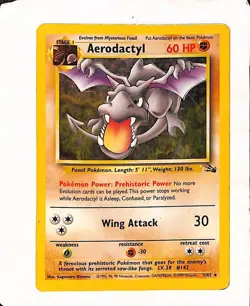 Pokemon TCG Aerodactyl Fossil 1/62 Holo Unlimited Holo Rare - Image 1