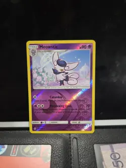 Meowstic 80/214 Reverse Holo Rare Pokemon 2019 SM Unbroken Bonds LP - Image 1