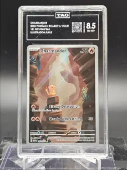 CHARMANDER 2023 POKEMON S&V 151 ILLUSTRATION RARE 168/165 TAG 8.5 Q5677 - Image 1