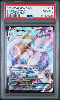 2021 POKEMON SWORD & SHIELD FUSION STRIKE #114 FULL ART/MEW VMAX PSA 10 - Image 1