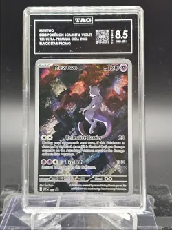 MEWTWO 2023 POKEMON S&V 151 ULTRA BLACK STAR PROMO #052 TAG 8.5 Q5677 - Image 1
