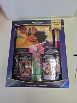 TCG Disney Lorcana Portfolio Bundle 4 Booster Packs & 1 Card Portfolio - Image 1