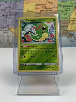 SHIPS SAME DAY Pokemon Card Caterpie 2/214 Reverse Holo Grass Type 2019 - Image 1