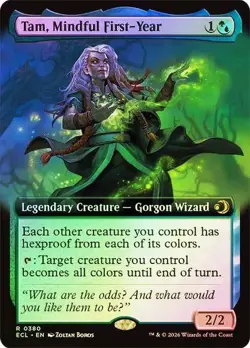 Tam, Mindful First-Year Foil Extended Art Lorwyn Eclipsed NM MTG - Image 1