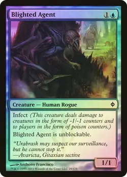 MTG New Phyrexia Blighted Agent x1 Foil Blue Uncommon Creature NM/M - Image 1