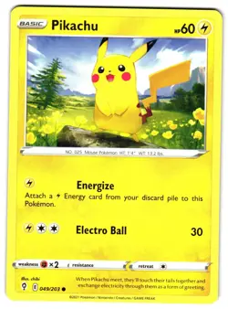 PIKACHU 49/203 - NM - SWSH7 EVOLVING SKIES COMMON ENGLISH POKEMON CARD - Image 1