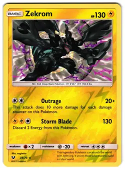 ZEKROM 35/73 - NM - SM35 SHINING LEGENDS RARE HOLO ENGLISH POKEMON CARD - Image 1