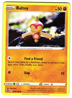 BALTOY 93/195 - NM - SWSH12 SILVER TEMPEST COMMON ENGLISH POKEMON CARD - Image 1