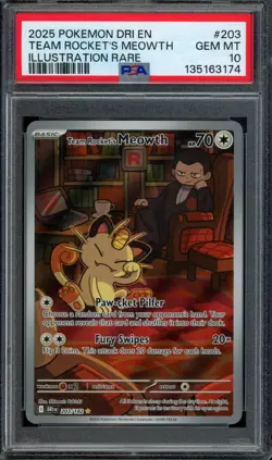 Pokemon Team Rocket's Meowth Illustration Rare 2025 Destined Rivals #203 PSA 10 - Image 1