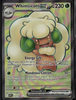 Whimsicott ex Ultra Rare SV: White Flare 157/086 Grass Holo Pokemon Card - Image 1