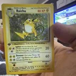 Pokemon Raichu 14/102 Base Set Holo Rare German 80 HP Stage 1 Card - Image 1