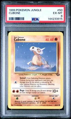 1999 Pokemon Jungle Cubone #50 PSA 6 EX-MT - Image 1