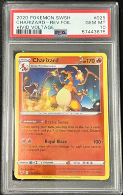 (1) 2020 Pokemon Vivid Voltage #025 Charizard Reverse Foil PSA 10 Gem Mint - Image 1