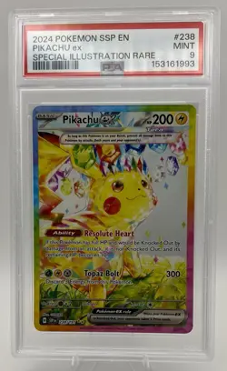 2024 Pokemon Surging Sparks Pikachu ex SIR PSA 9 #SSP Special Illustration Rare - Image 1