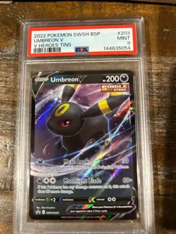 POKEMON 2022 7 Promo V Heroes Tins UMBREON V SWSH #203 PSA 9 Mint RARE - Image 1