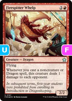 MTG Firespitter Whelp Foundations Uncommon Uncommon Creature NM - Foil - Image 1