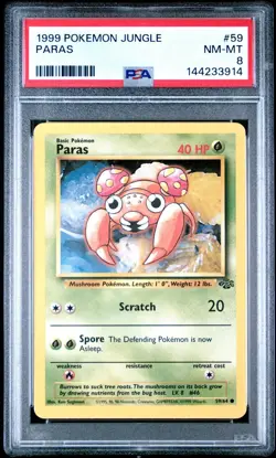 1999 Pokemon Jungle Paras #59 PSA 8 NM-MT - Image 1