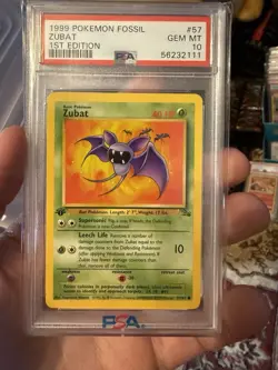 1999 POKEMON FOSSIL 1ST EDITION #57 ZUBAT PSA 10 - Image 1