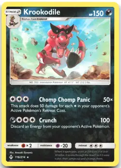 Krookodile 116/214 Rare Unbroken Bonds Pokemon Reverse Holo Near Mint - Image 1