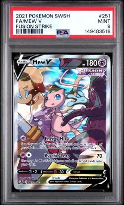 2021 POKEMON SWORD & SHIELD FUSION STRIKE #251 FULL ART MEW V PSA 9 ALT ART - Image 1