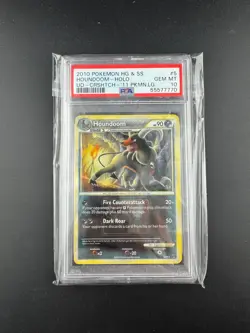 2010 Pokemon Hg & Ss #5 Houndoom - Holo Crosshatch League Promo PSA 10 - Image 1