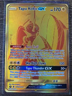 Tapu Koko GX SV93/SV94 Gold Holo Full Art Ultra Rare Pokemon Hidden Fates - Image 1