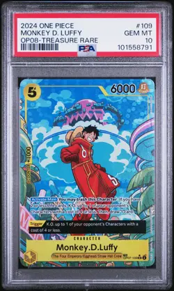 2024 ONE PIECE OP08-TWO LEGENDS TREASURE RARE #109 MONKEY D. LUFFY PSA 10 - Image 1