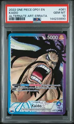 2022 One Piece OP01 EN Kaido Alternate Art Errata #061 PSA 10 GEM MINT - Image 1