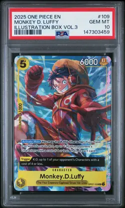 2025 ONE PIECE PROMOS ILLUSTRATION BOX VOL.3 #109 MONKEY D. LUFFY PSA 10 - Image 1